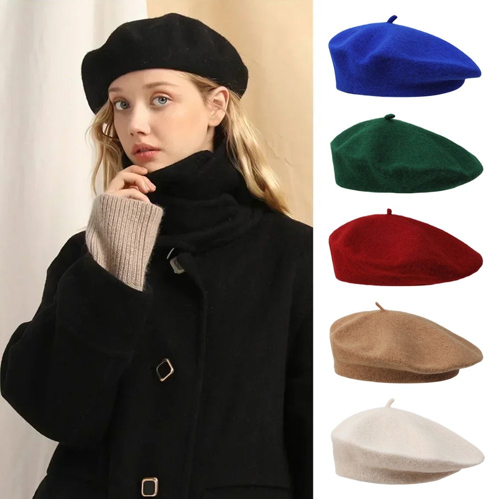 Berets Hat Autumn Winter Warm  - Beret French Wool บทวิจารณ์และราคา
