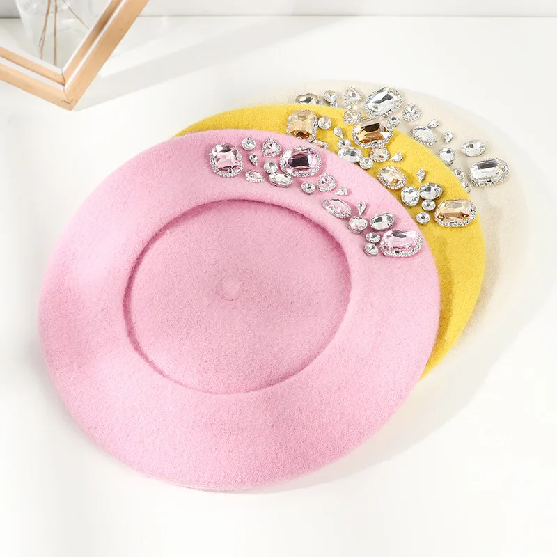 Stunning Rhinestone Wool Beret - Beret French Wool บทวิจารณ์และราคา