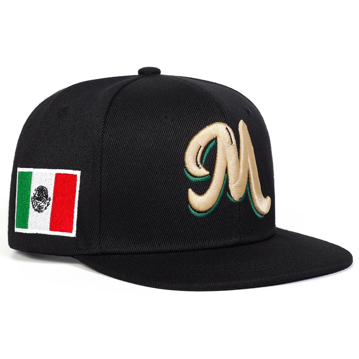M Letter Embroidered Snapback  - Snapback Hat Flat บทวิจารณ์และราคา