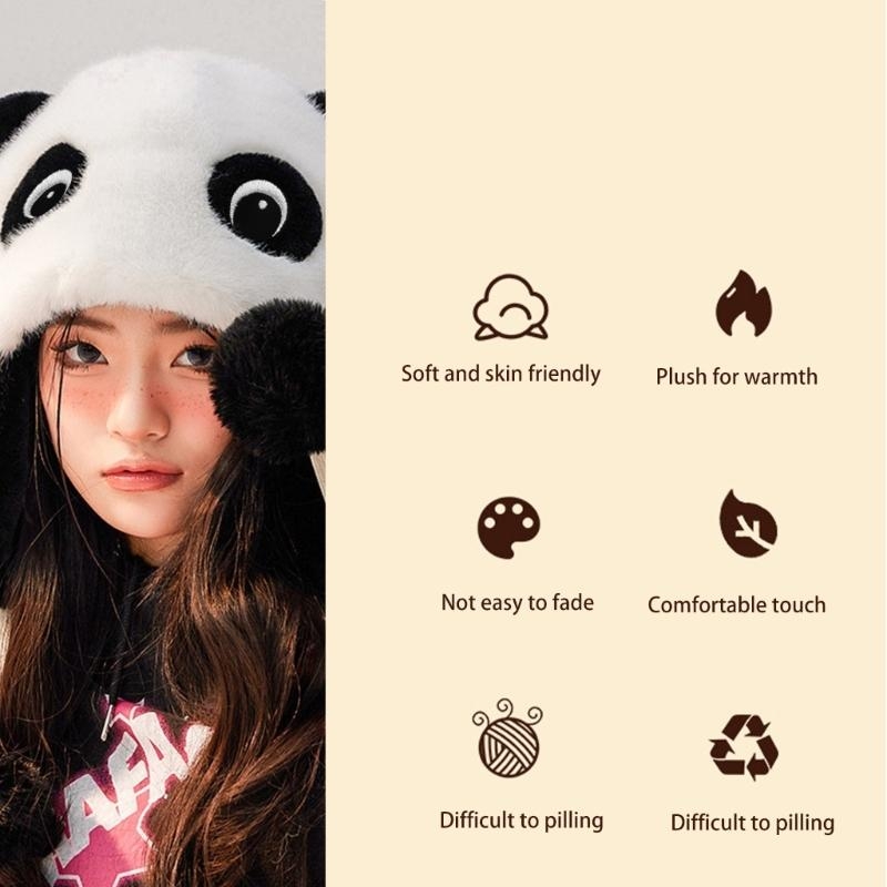 Panda Ear Hat Panda Earflap Ha - Winter Trapper Hat บทวิจารณ์และราคา