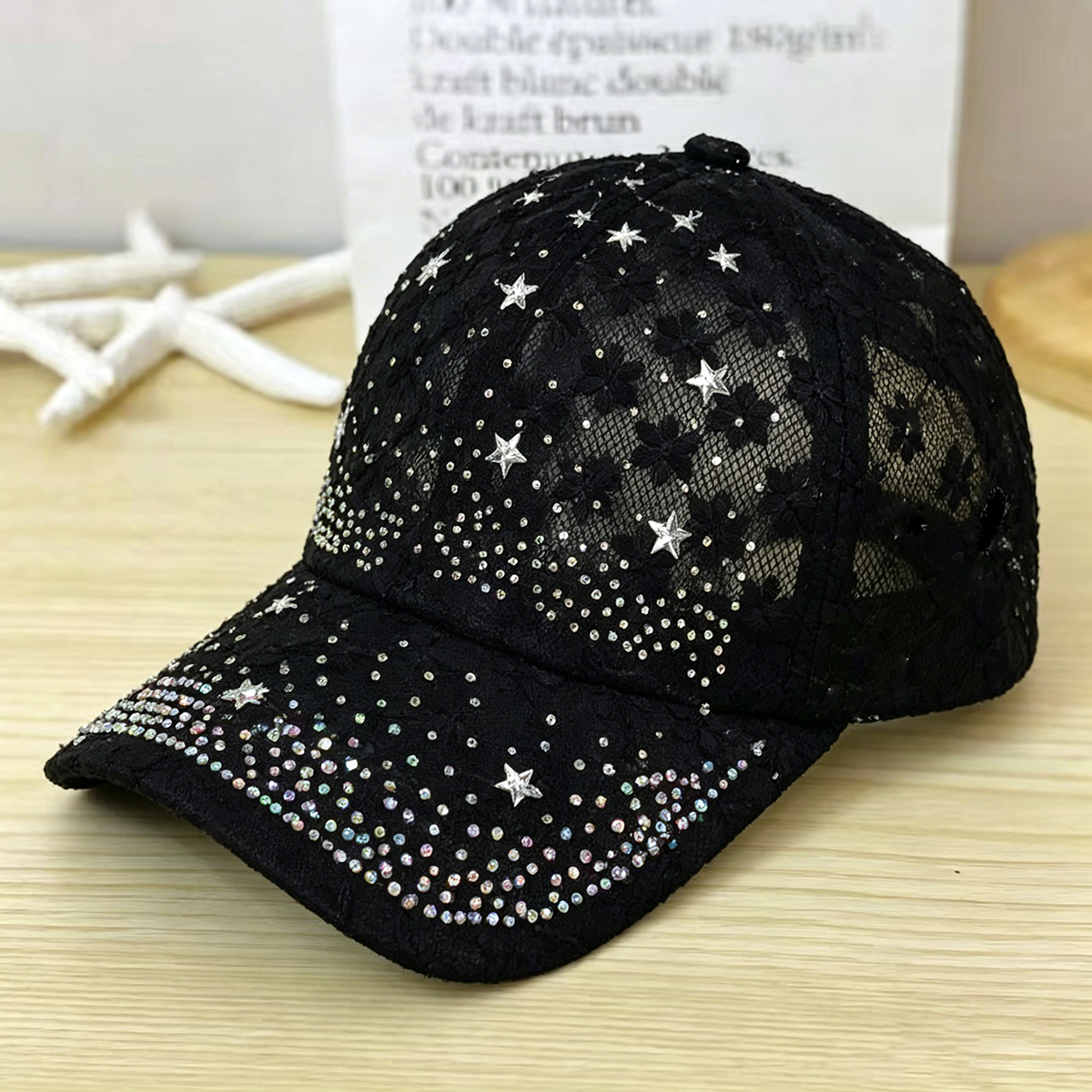 Shiny Rhinestone Lace Flower B - Baseball Cap Structured บทวิจารณ์และราคา