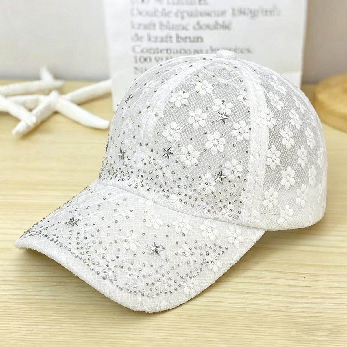 Shiny Rhinestone Lace Flower B - Baseball Cap Structured บทวิจารณ์และราคา