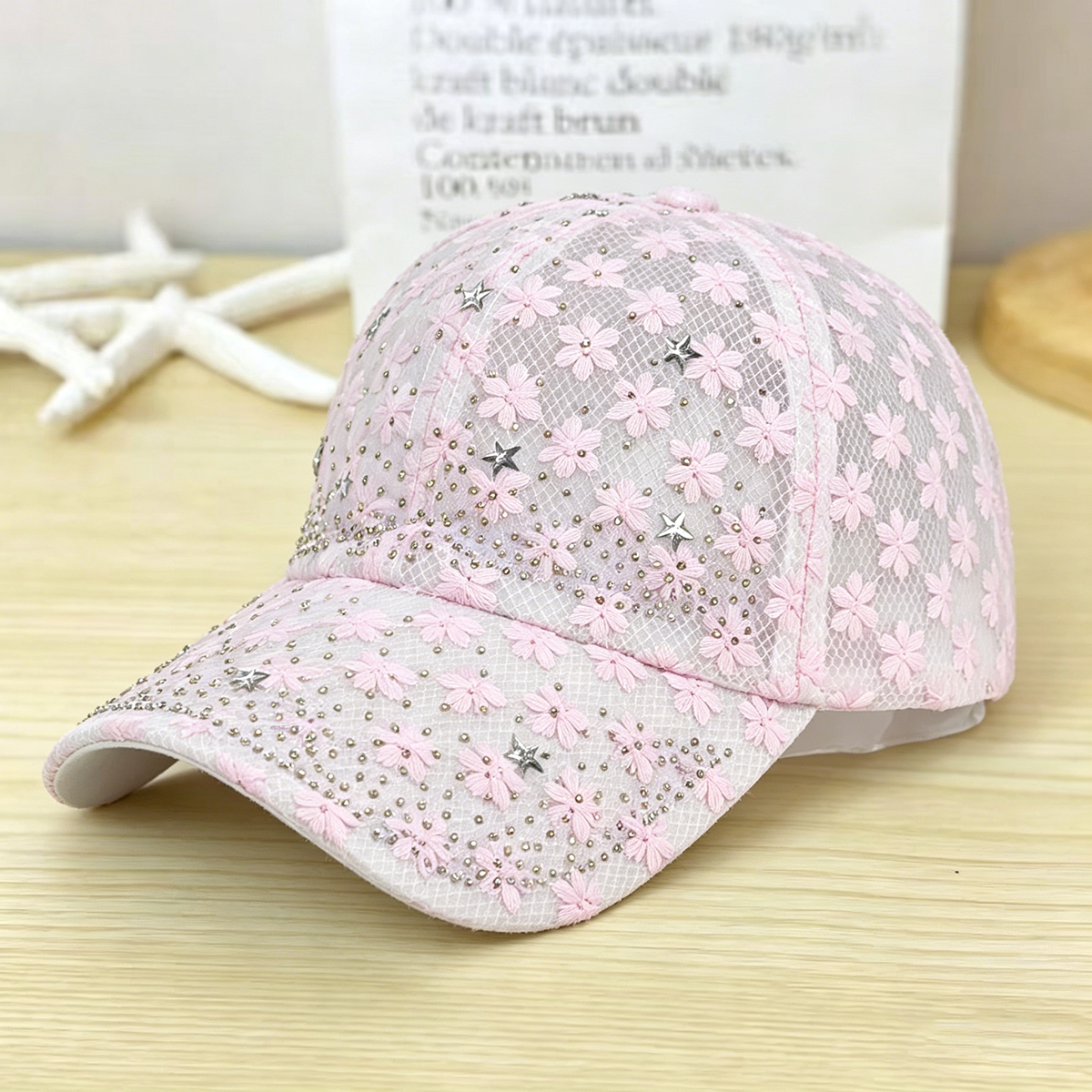 Shiny Rhinestone Lace Flower B - Baseball Cap Structured บทวิจารณ์และราคา
