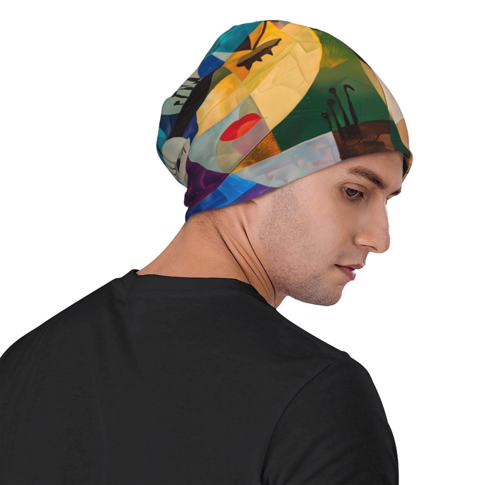 Abstract Musical Faces Printed - Beanie Cuffed Knit บทวิจารณ์และราคา