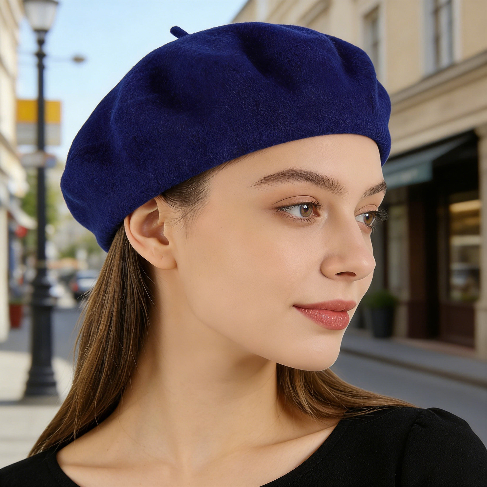 French Beret Hat for Women Nav - Beret French Wool บทวิจารณ์และราคา