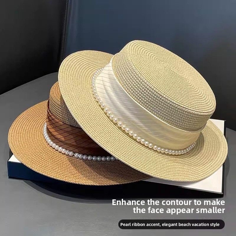 2025 New Style Hat Retro Flat  - Sun Hat Wide Brim บทวิจารณ์และราคา