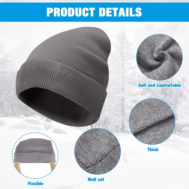 1pc Winter Warm Thick Beanie H - Beanie Cuffed Knit บทวิจารณ์และราคา