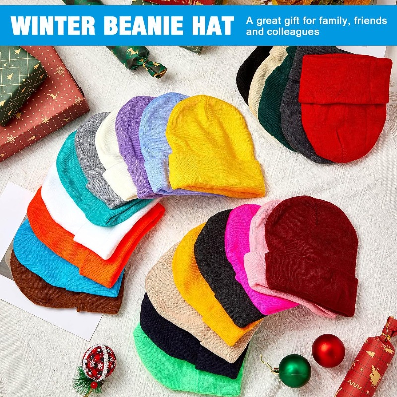 1pc Winter Warm Thick Beanie H - Beanie Cuffed Knit บทวิจารณ์และราคา