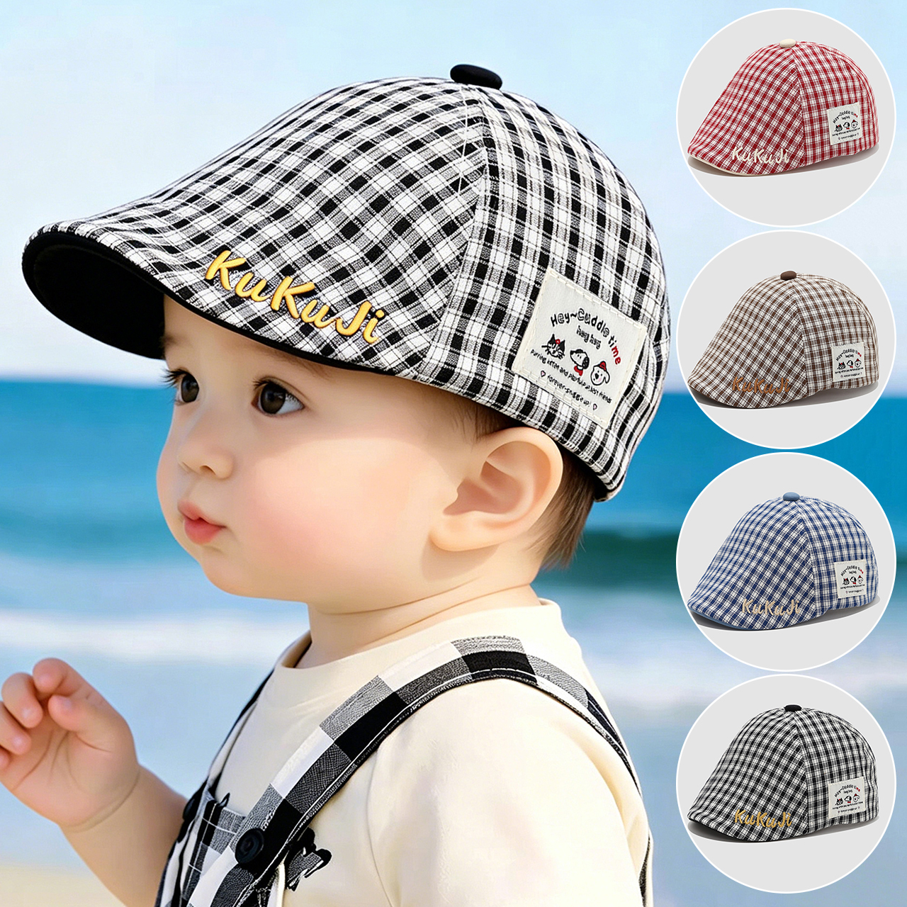 Fashion Children Checkered Ber - Visor Sun Hat บทวิจารณ์และราคา