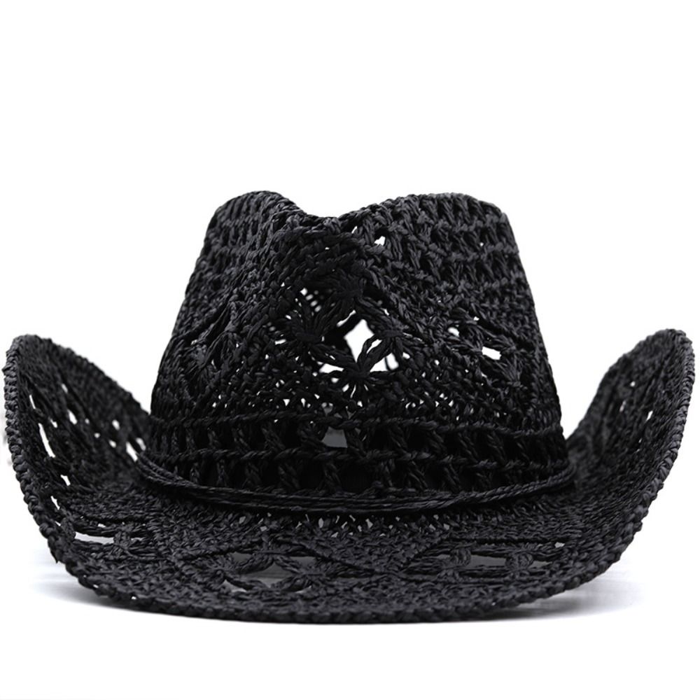 Vintage Wide Brim Hollow Straw - Cowboy Hat Straw บทวิจารณ์และราคา