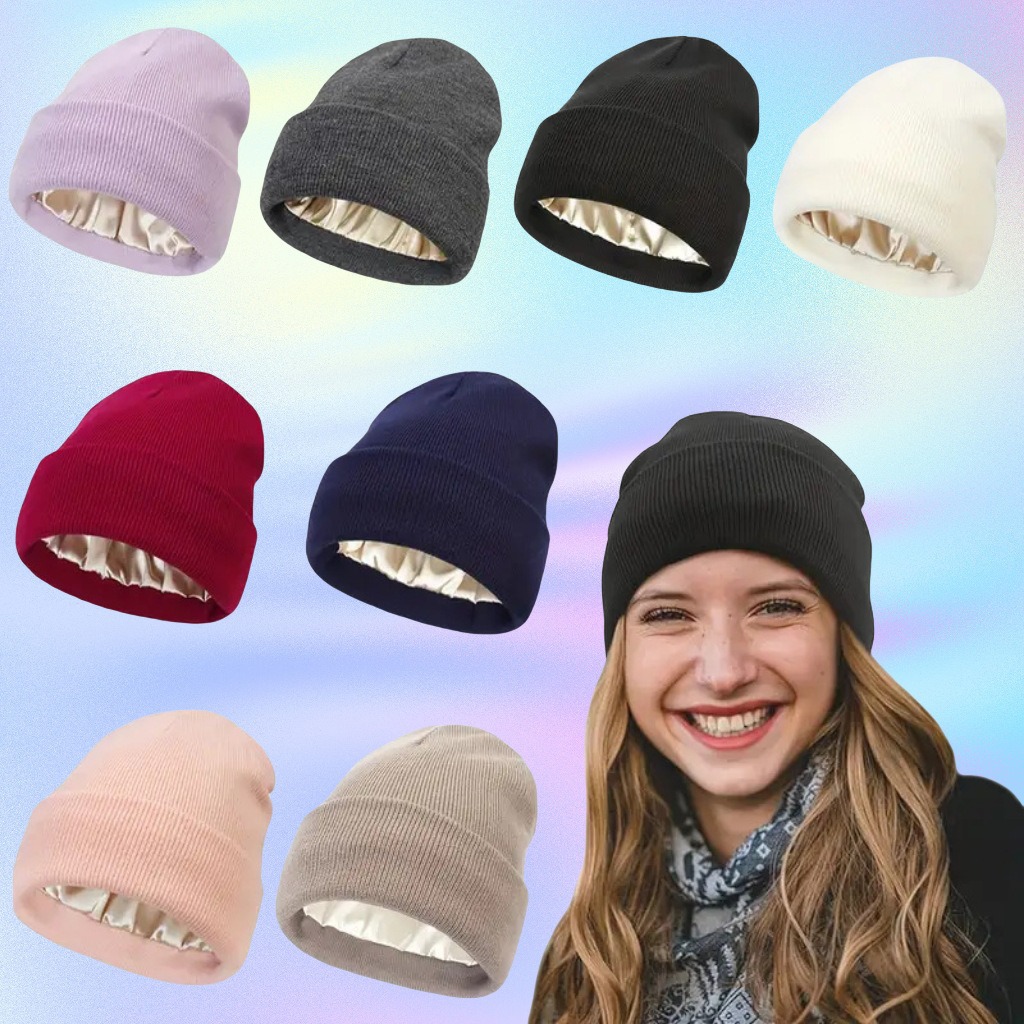 Unisex Satin Lined Anti Static - Beanie Cuffed Knit บทวิจารณ์และราคา