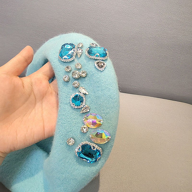 French Beret Thick Rhinestone  - Beret French Wool บทวิจารณ์และราคา