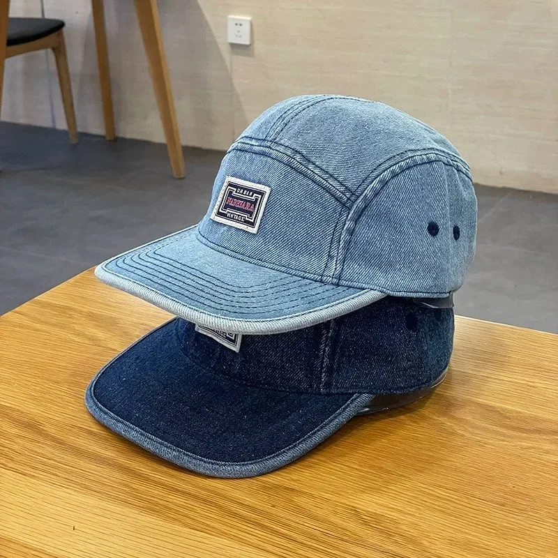 Vintage Flat Brim Denim Baseba - Corduroy Cap 5 Panel บทวิจารณ์และราคา