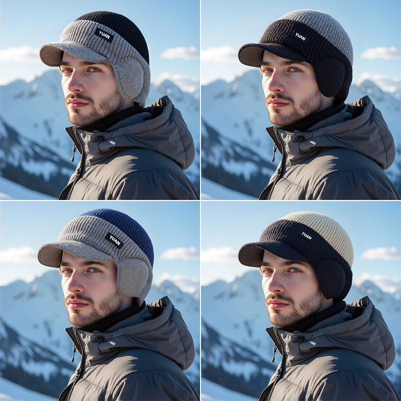 Dual-Tone Knit Baseball Cap- O - Trapper Hat Ear Flap บทวิจารณ์และราคา