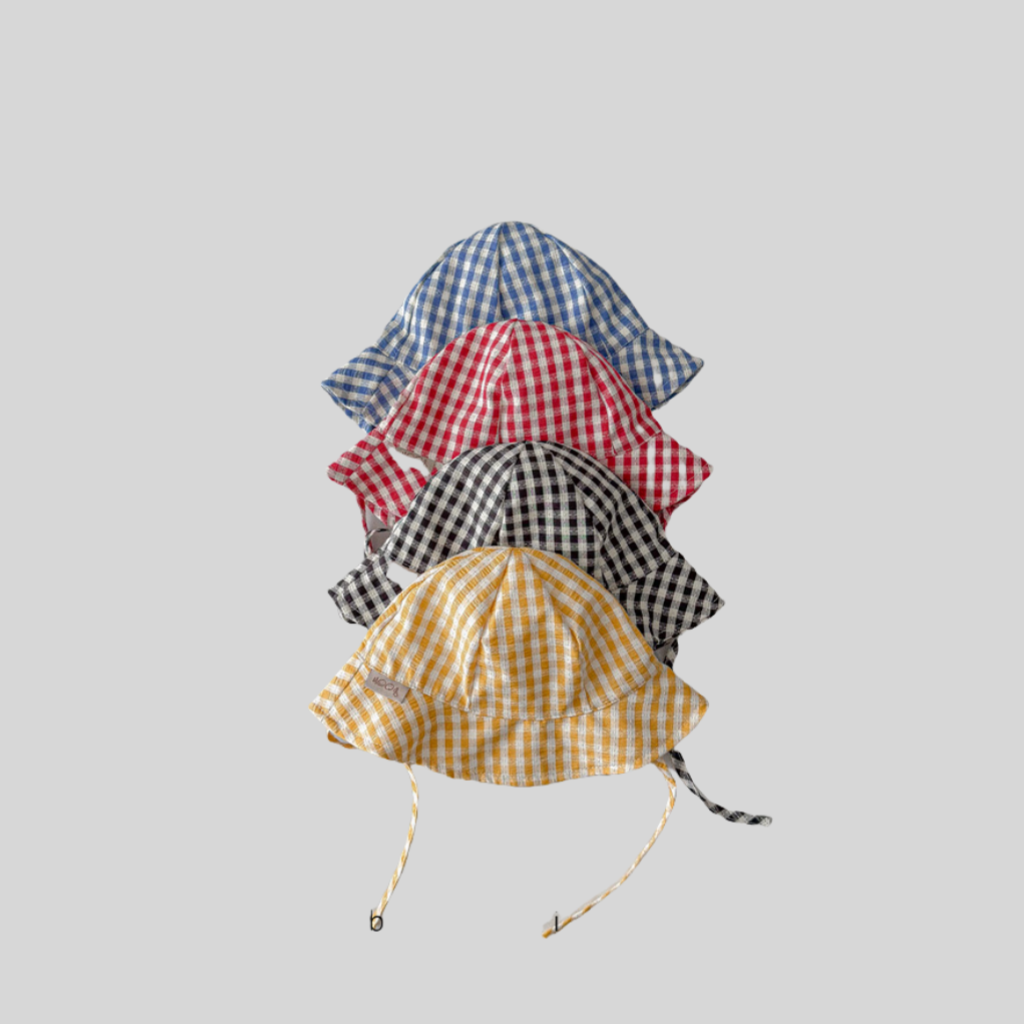 Ins Style Plaid Baby Bucket Ha - Sun Hat Wide Brim บทวิจารณ์และราคา