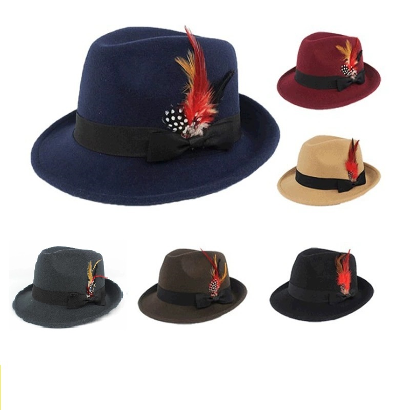 Hot-Selling Feather Top Hat Br - Fedora Hat Wool บทวิจารณ์และราคา