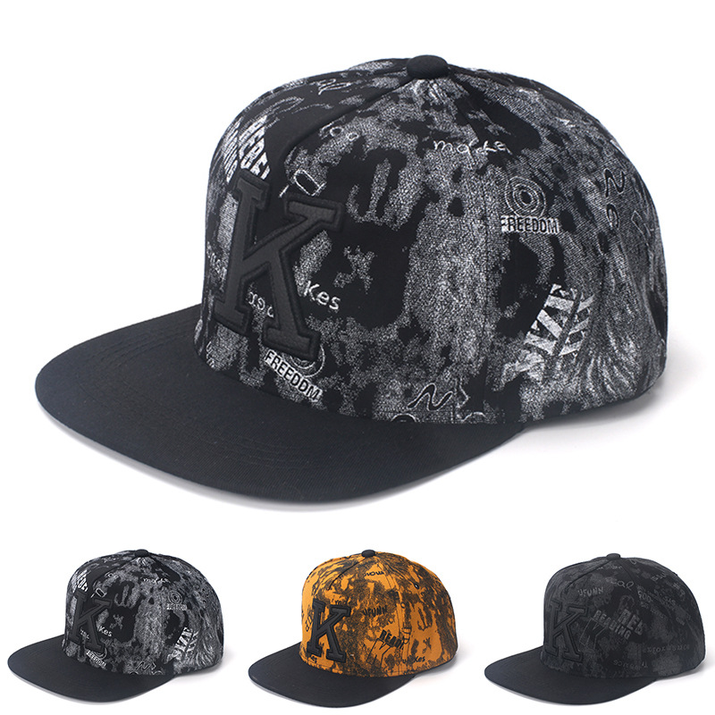 K Letter Hip Hop Baseball Caps - Snapback Hat Flat บทวิจารณ์และราคา